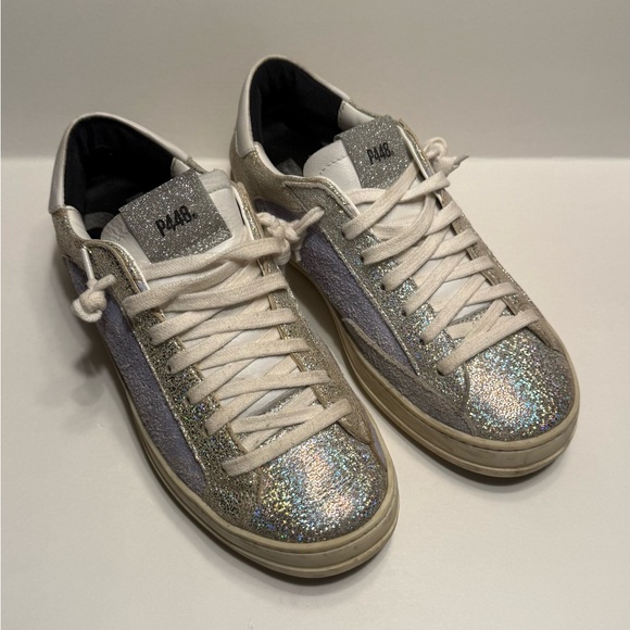 John Silver Lilac Glitter Shoes - P448 John Low-Top Sneakers Silver Lilac Glitter Size 36